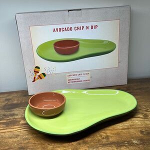 Cracker Barrel Avocado Chip N Dip Platter Serve ware Green  Party Dish Fiesta‎